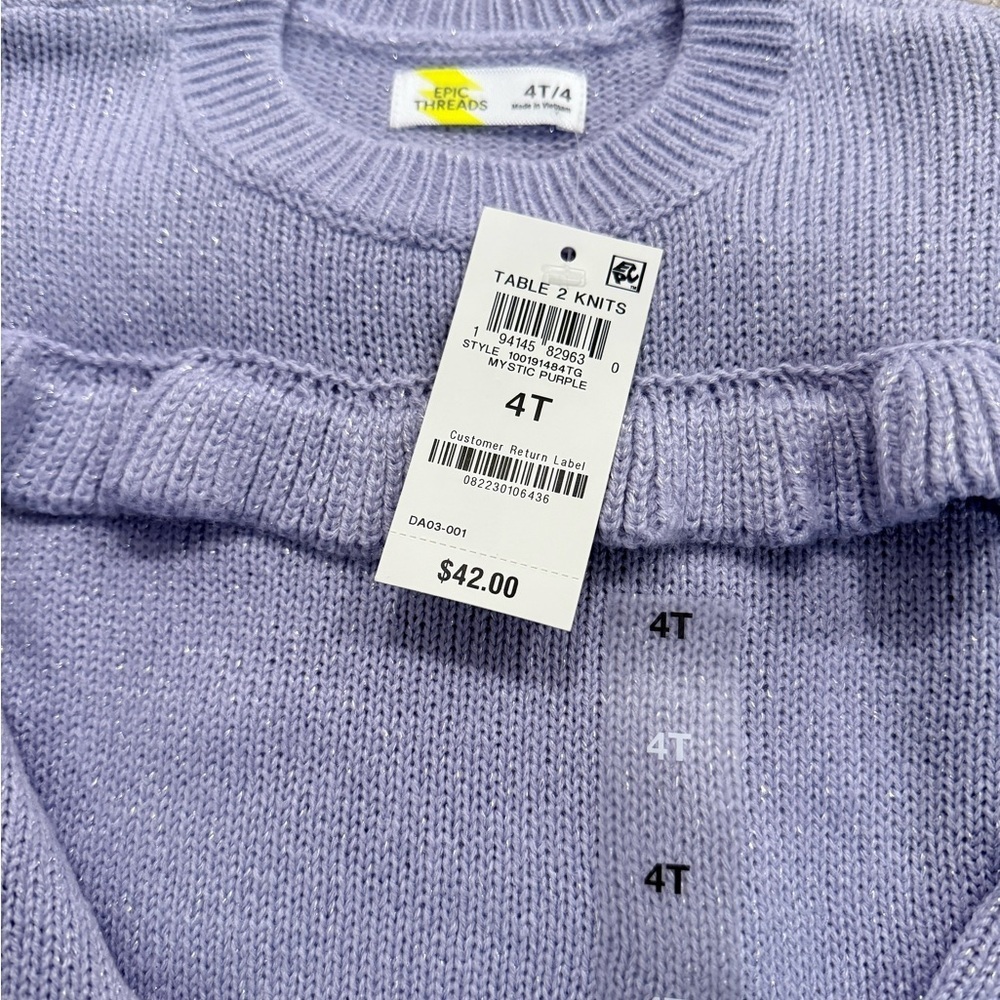 Epic Threads Lilac Ruffle Crew Neck Sweater - Picture 3 of 5